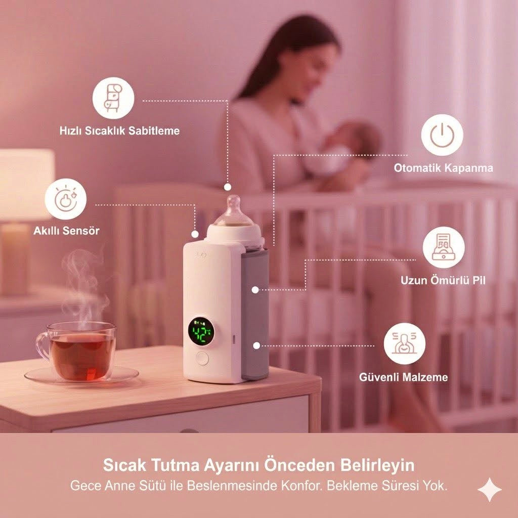 WarmBabyNest™ Akıllı Şarjlı Portatif Bebek Biberonları için süt ve mama Isıtıcı