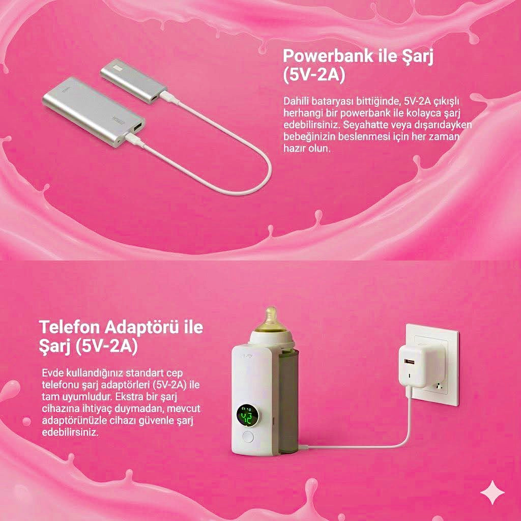 WarmBabyNest™ Akıllı Şarjlı Portatif Bebek Biberonları için süt ve mama Isıtıcı