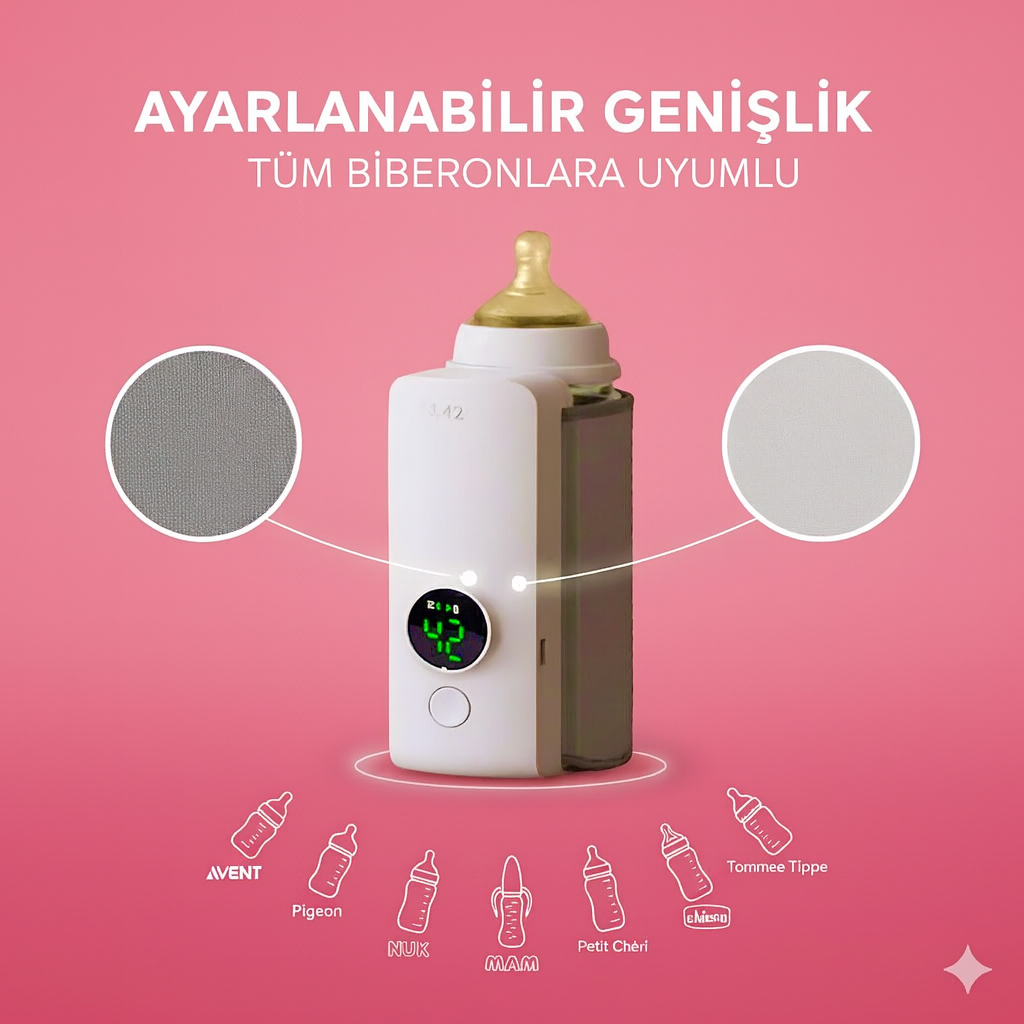 WarmBabyNest™ Akıllı Şarjlı Portatif Bebek Biberonları için süt ve mama Isıtıcı