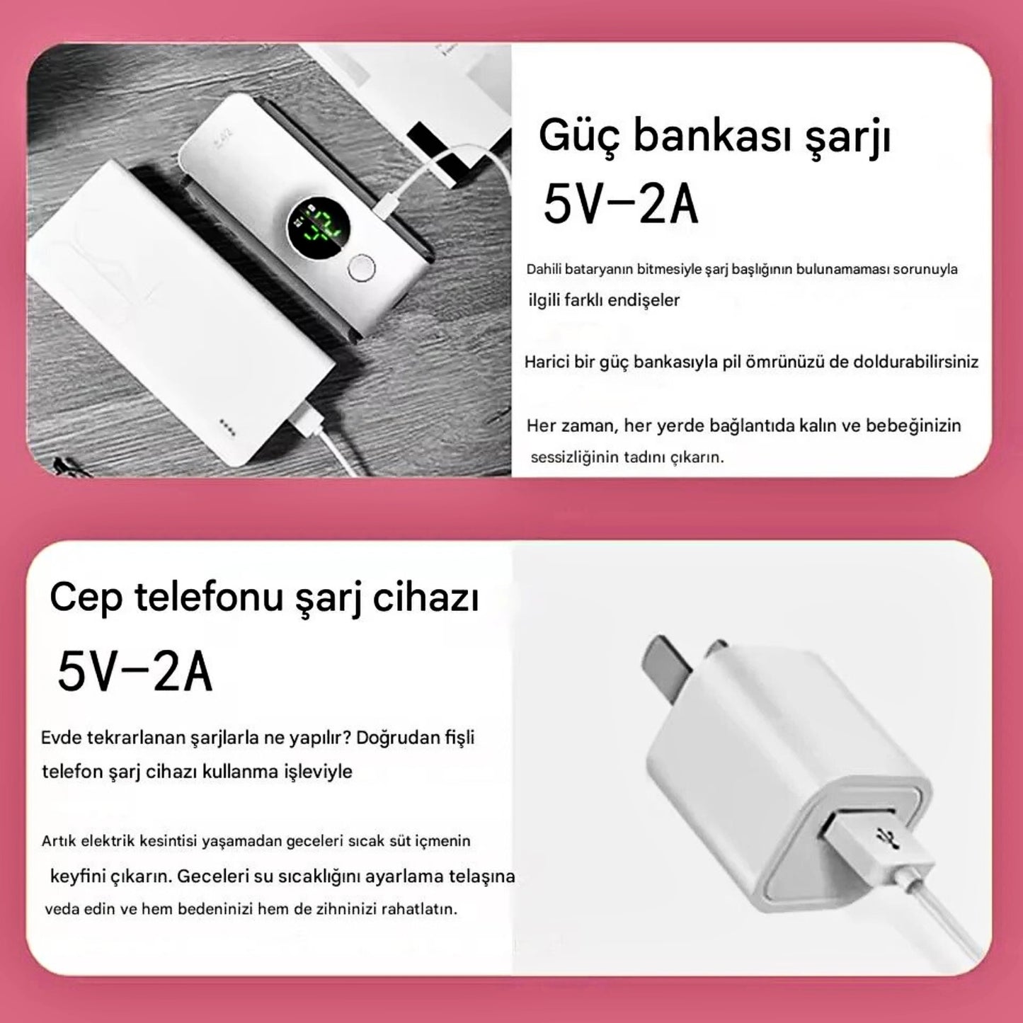 WarmBabyNest™ Akıllı Şarjlı Portatif Bebek Biberonları için süt ve mama Isıtıcı